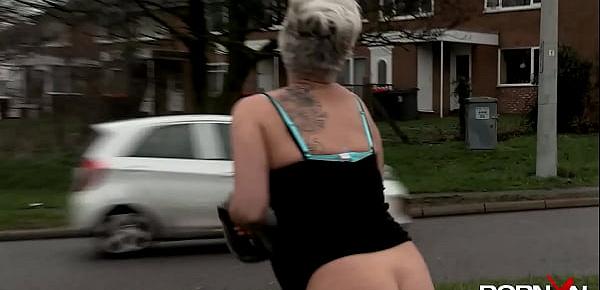 Chesty mature Bree pissing in the public
